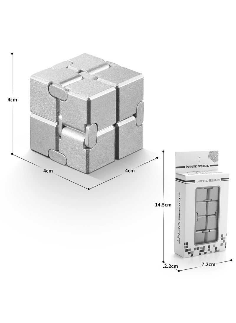 Fidget Rubik's Cube New Version Fidget Finger Toys - Metal Infinity Rubik's Cube for Stress and Anxiety Relief/ADHD, Super Durable Sensory Gift for Adults and Teens Kids (Silver) - Image 2